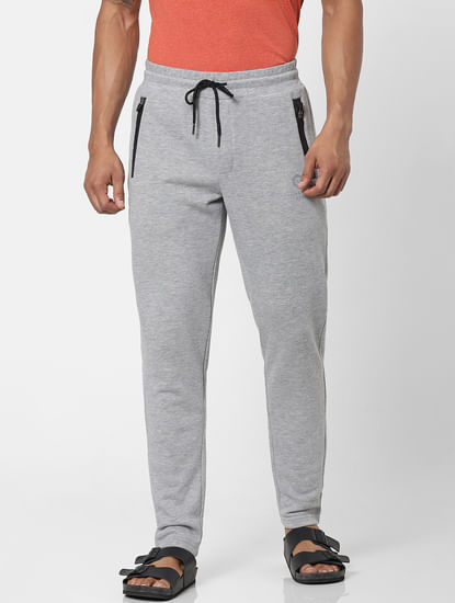Grey Mid Rise Zip Pocket Sweatpants