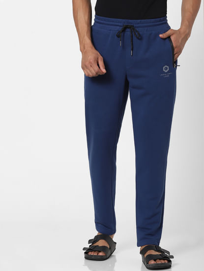 Blue Mid Rise Zip Pocket Sweatpants