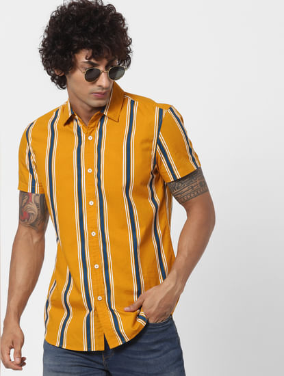 Yellow Striped Half Sleeves Shirt