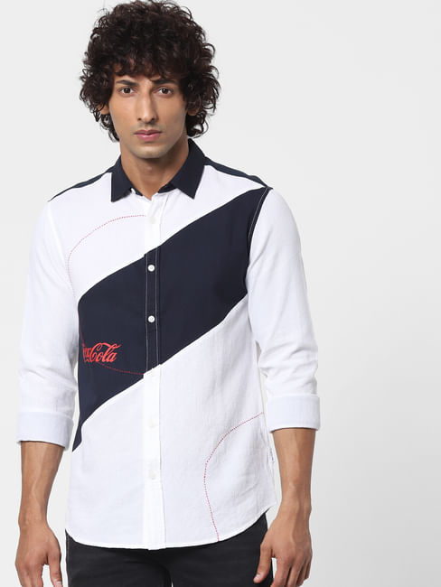 JACK&JONES | COCA COLA White Printed Full Sleeves Shirt