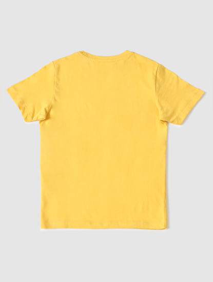 Boys Yellow Graphic Print Crew Neck T-shirt