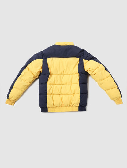 Boys Yellow Colourblocked Puffer Jacket