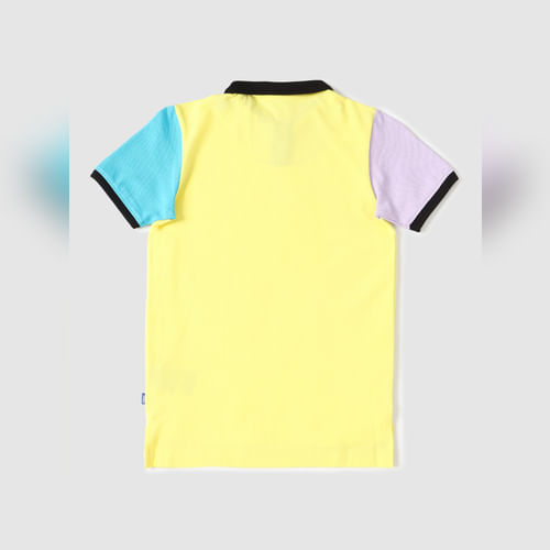 BESTSELLER CLOTHING Boys Yellow Colourblocked Sleeves Polo T-shirt