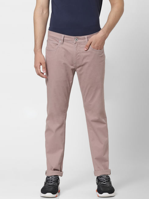 Light Pink Mid Rise Regular Fit Pants