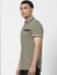 Green Contrast Tipping Polo Neck Short Sleeves Shirt