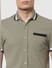 Green Contrast Tipping Polo Neck Short Sleeves Shirt