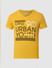 Yellow Text Print V Neck T-shirt