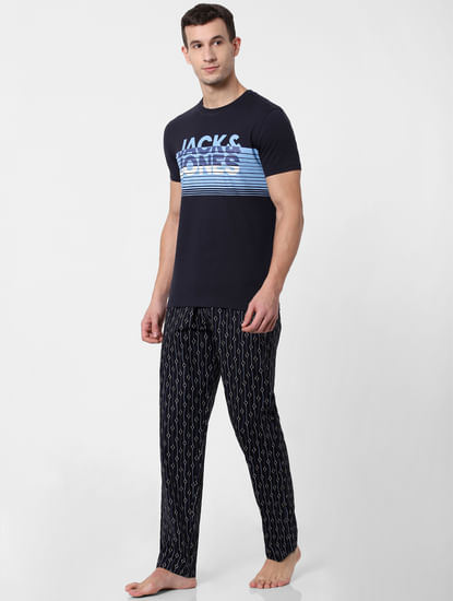 Navy Blue Printed Pyjama
