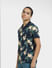 Navy Blue Tropical Print Polo T-shirt_406223+3