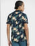 Navy Blue Tropical Print Polo T-shirt_406223+4