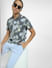 Grey Tropical Print Polo T-shirt_406225+1