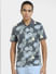 Grey Tropical Print Polo T-shirt_406225+2