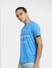 Blue Logo Print Crew Neck T-shirt_406229+3
