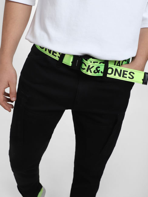Neon Green Tape Detail Long Belt