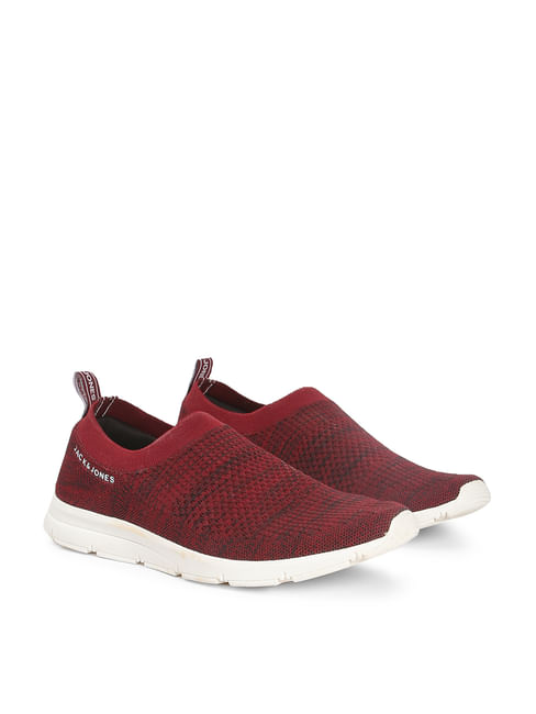 Red Knit Slip On Sneakers