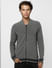 Grey Self Design Zip Up Cardigan