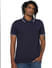 Dark Blue Contrast Tipping Polo Neck T-shirt_383096+2
