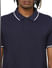 Dark Blue Contrast Tipping Polo Neck T-shirt_383096+5