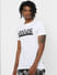 White Logo Print Crew Neck T-shirt_383105+3