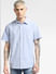 Blue Striped Half Sleeves Shirt_392651+2