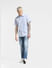 Blue Striped Half Sleeves Shirt_392651+6