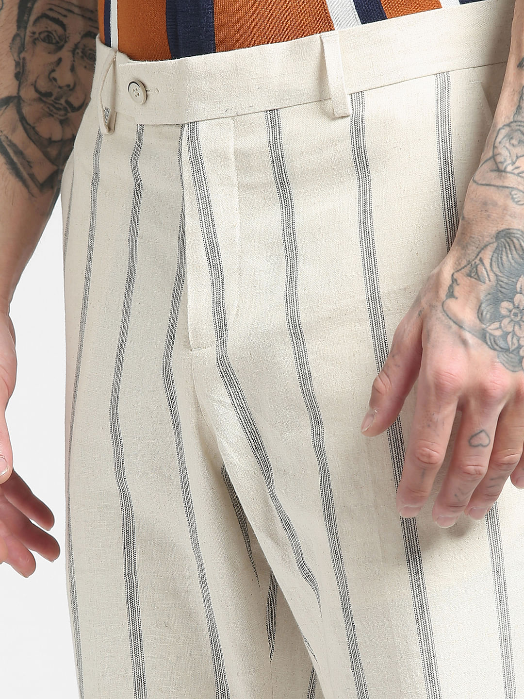 uNidraa | Indigo Ivory Striped Hand Block Printed Cotton Lounge Pants For  Men