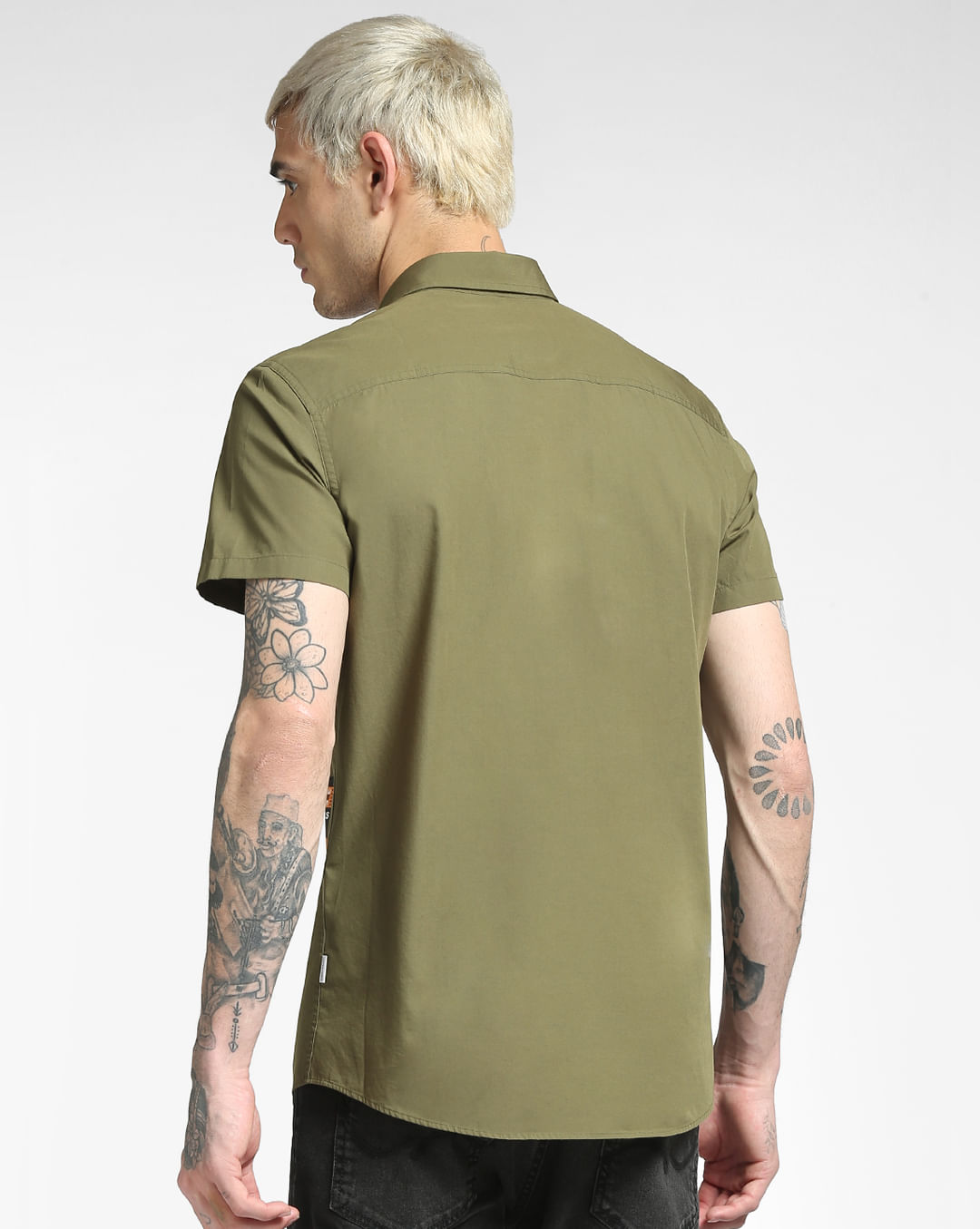Green Oversized Half Sleeves Shirt|140832001