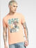 Peach Graphic Print T-shirt_392672+2