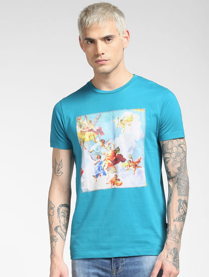 Blue Graphic Print T-shirt