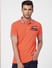 Orange Contrast Tipping Polo Neck T-shirt_392676+2
