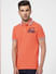 Orange Contrast Tipping Polo Neck T-shirt_392676+3