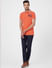 Orange Contrast Tipping Polo Neck T-shirt_392676+6
