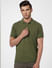 Green Knit Polo Neck T-shirt
