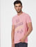 Pink Graphic Print Crew Neck T-shirt_392689+3