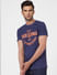 Blue Logo Print Crew Neck T-shirt_392691+2