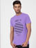 Purple Graphic Print Crew Neck T-shirt_392695+2