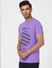 Purple Graphic Print Crew Neck T-shirt_392695+3