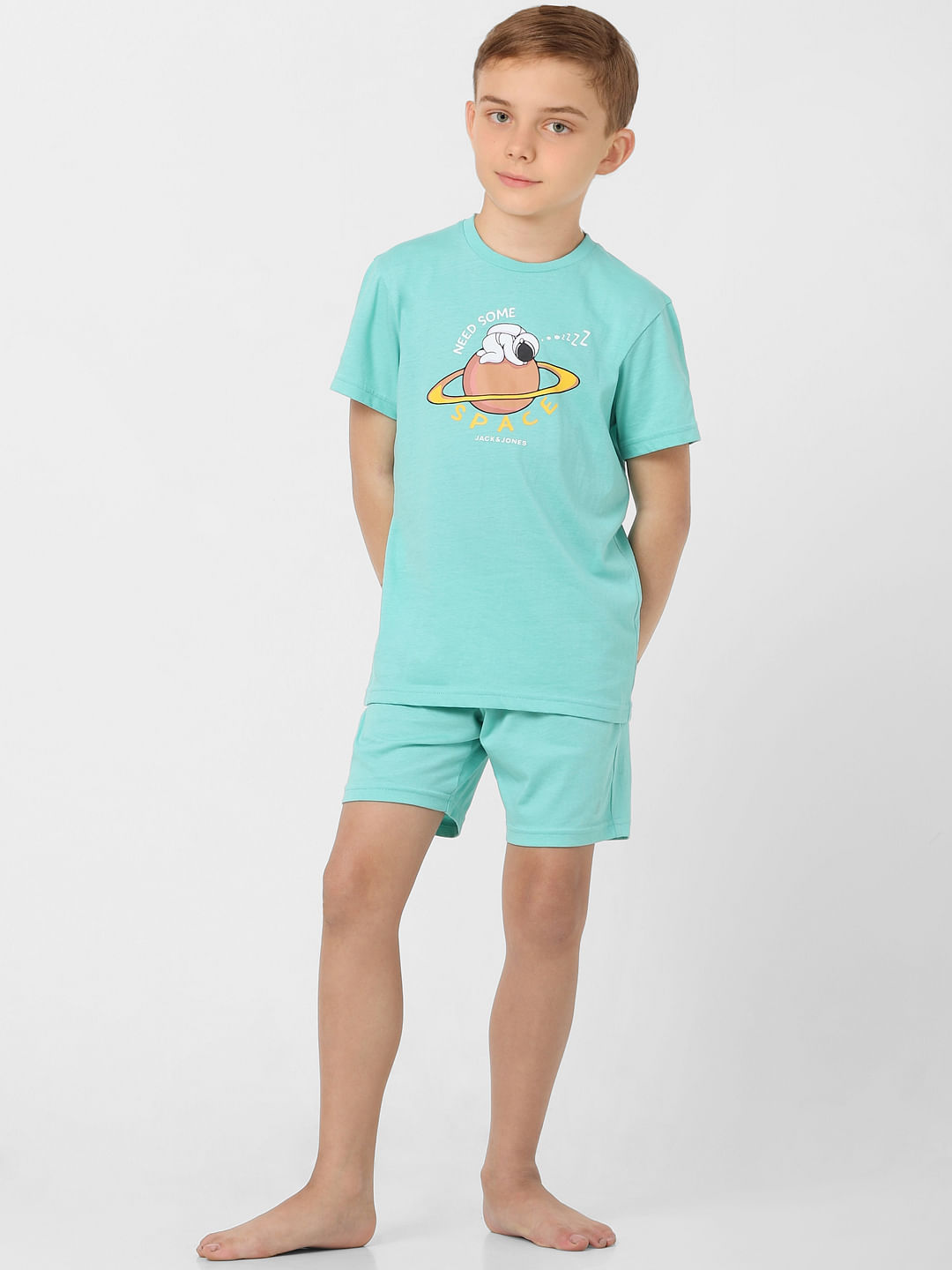 Buy Green T shirt Shorts Sleepwear Set for Boys Online at