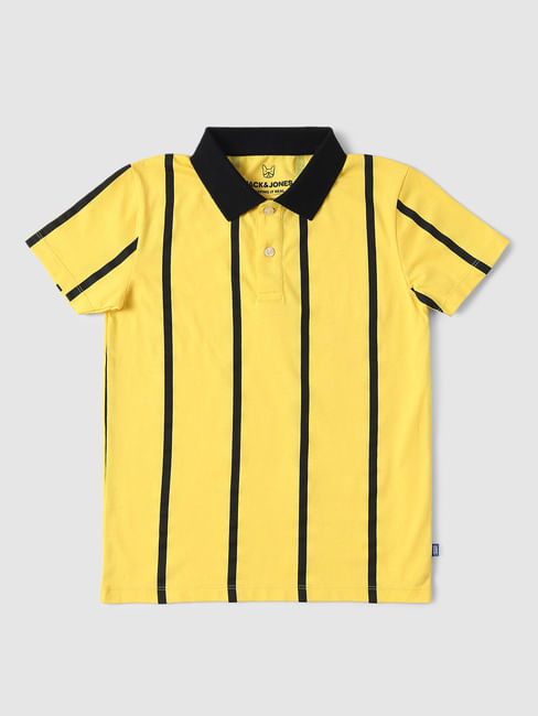 Boys Yellow Striped Polo T-shirt