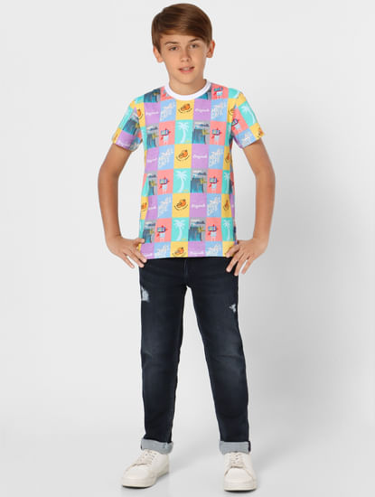 Boys Multi-coloured Graphic Print T-shirt