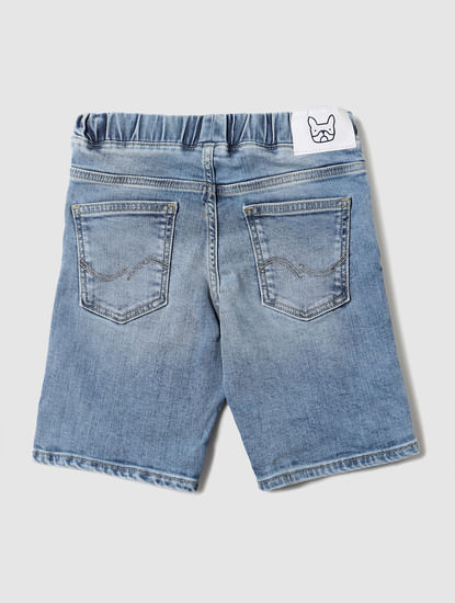 Boys Blue Low Rise Washed Denim Shorts