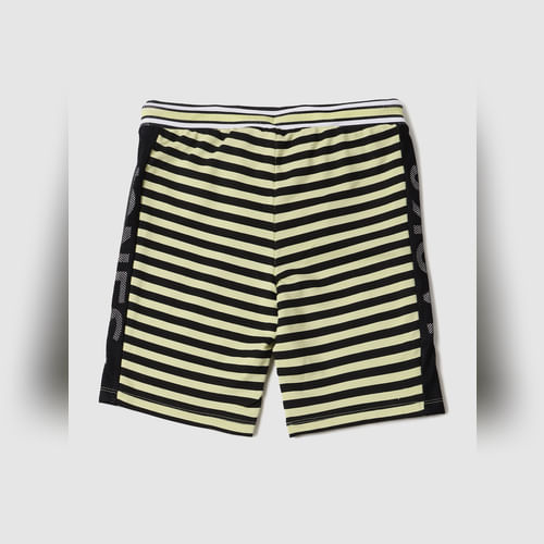 Boys Black Mid Rise Striped Sweatshorts