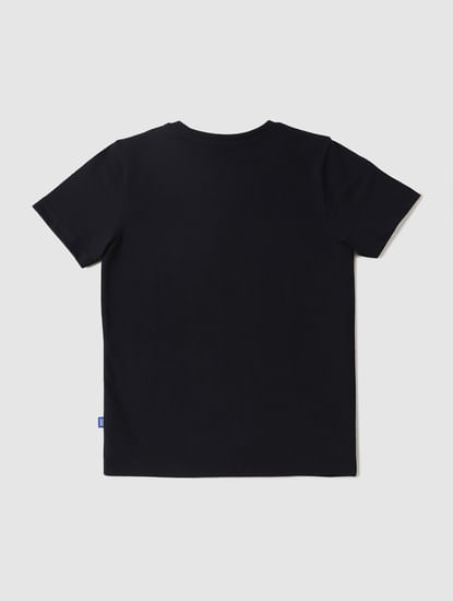 Boys Black Graphic Logo Print Crew Neck T-shirt