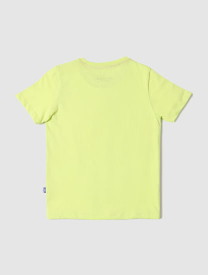 Boys Yellow Slogan Print Crew Neck T-shirt