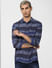 Dark Blue Striped Linen Full Sleeves Shirt_59752+2