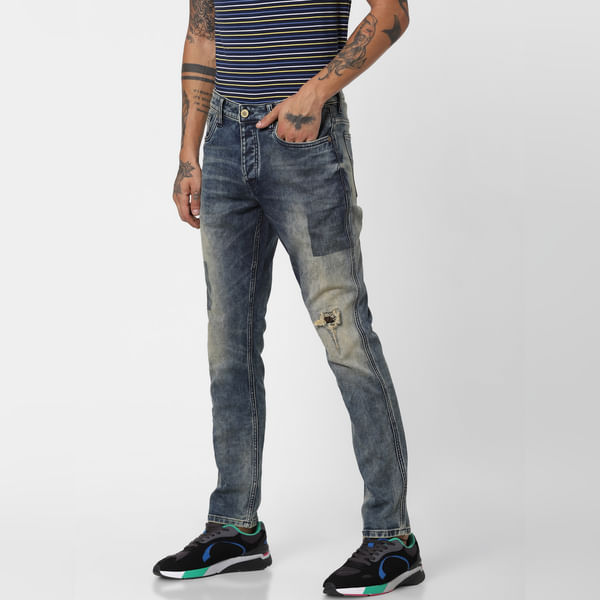 

BESTSELLER CLOTHING Blue Low Rise Distressed Glenn Slim Jeans