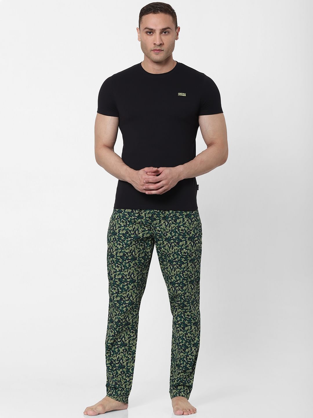 Buy Men Green Abstract Print Pyjamas online Jack Jones