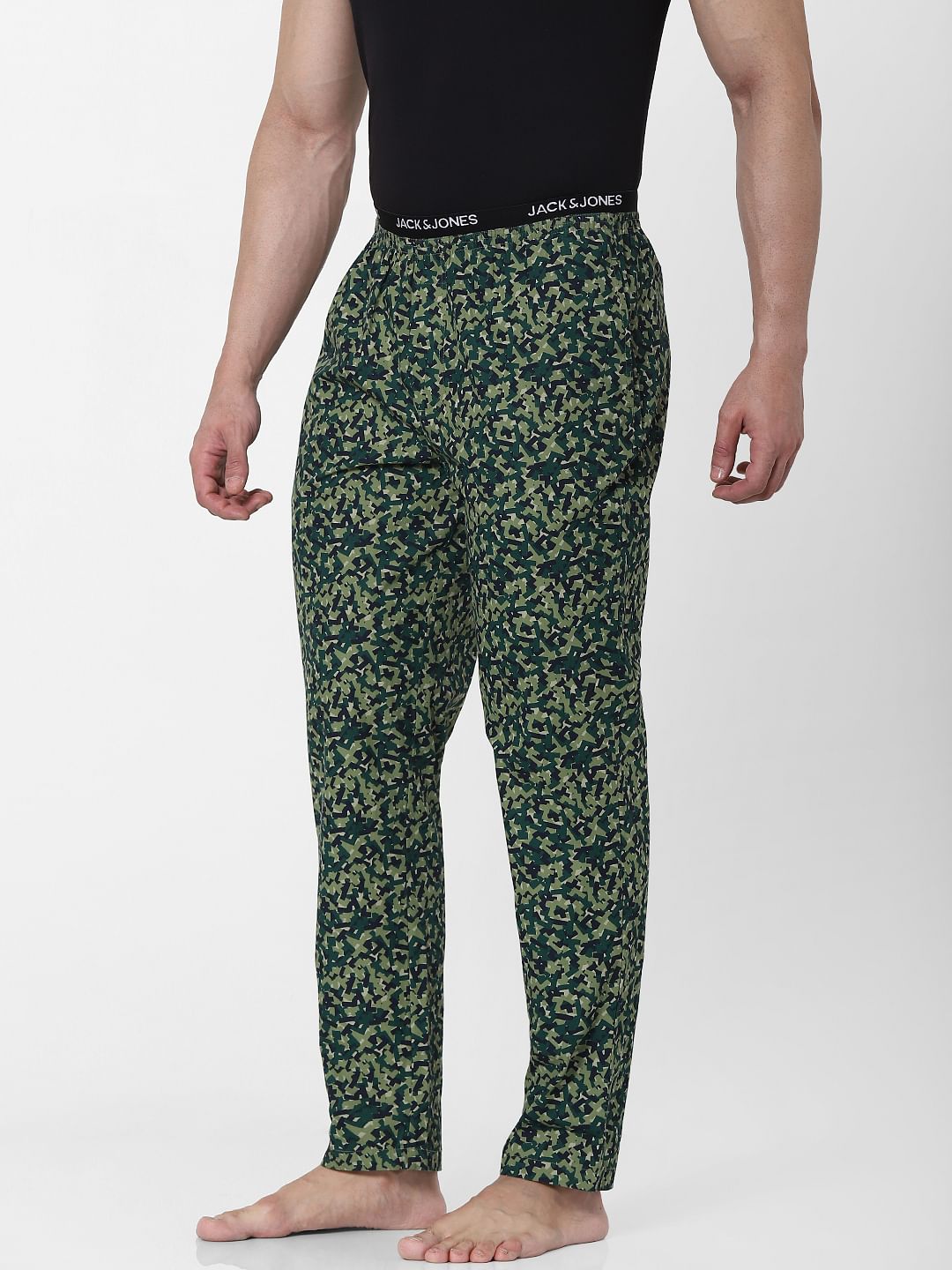 Buy Men Green Abstract Print Pyjamas online Jack Jones