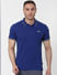 Blue Contrast Tipping Polo Neck T-shirt_383439+2
