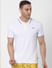 White Contrast Tipping Polo Neck T-shirt_383444+2